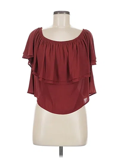 Pre-owned The Impeccable Pig Short Sleeve Blouse In Burgundy