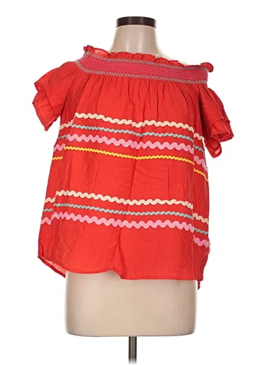 Pre-owned The Impeccable Pig Short Sleeve Blouse In Red