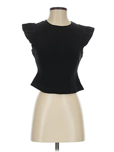 Pre-owned The Impeccable Pig Short Sleeve Top Black Ruffles Neckline Tops