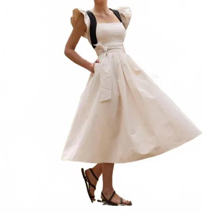 The Iq Collection Loreto Midi Dress In Beige In White