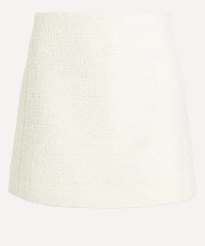 The Irish Twin Women's Mini Wool Tweed Skirt In White