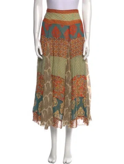 Pre-owned The J. Peterman Co. Printed Midi Length Skirt In Multi
