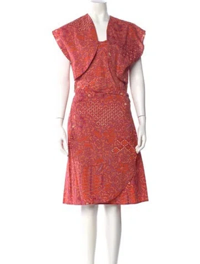 Pre-owned The J. Peterman Co. Printed Mini Dress In Pink