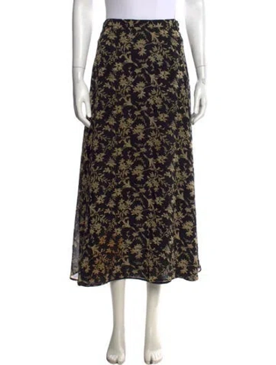 Pre-owned The J. Peterman Co. Silk Long Skirt In Black