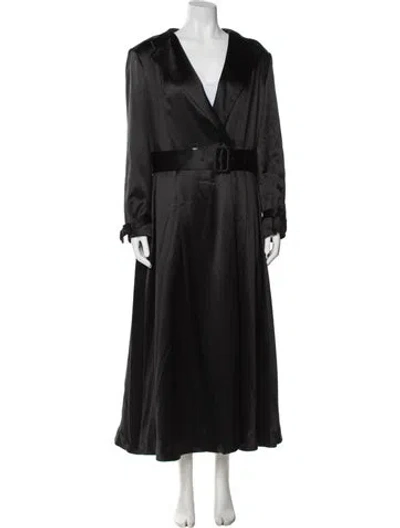 Pre-owned The J. Peterman Co. Silk Trench Coat In Black