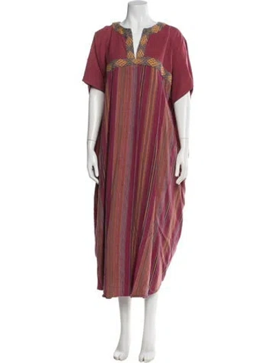 Pre-owned The J. Peterman Co. Striped Midi Length Dress In Red