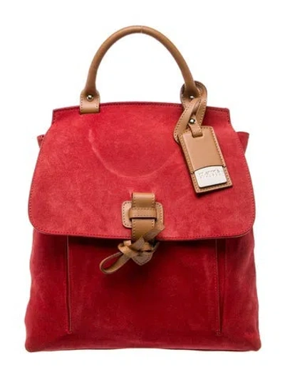 Pre-owned The J. Peterman Co. Suede Backpack In Red