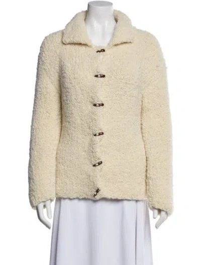 Pre-owned The J. Peterman Co. Wool Faux Fur Jacket In Neutral