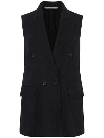 The Jack And Jackie Leathers Black Double-breasted Gilet