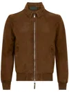 The Jack And Jackie Leathers Brown Suede Jacket With Zip In Brown