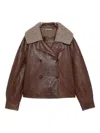 The Jack And Jackie Leathers Cropped Red Leather Jacket In Brown