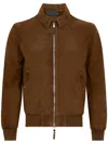 The Jack And Jackie Leathers Brown Suede Jacket With Zip In Brown
