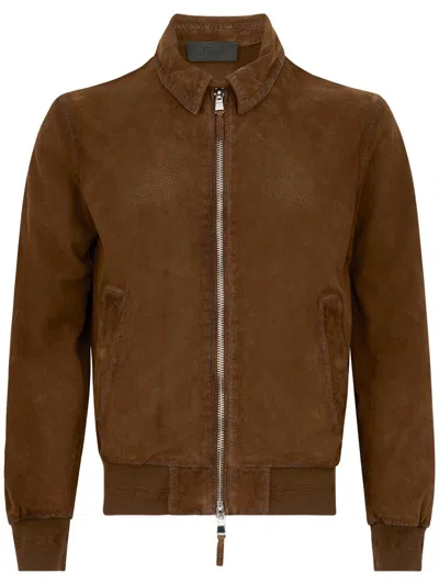 THE JACK AND JACKIE LEATHERS THE JACK AND JACKIE LEATHERS BROWN SUEDE JACKET WITH ZIP