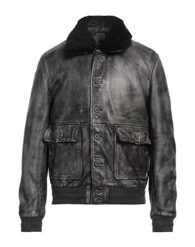 The Jack And Jackie Leathers Man Jacket Charcoal Size 42 Leather In Gray