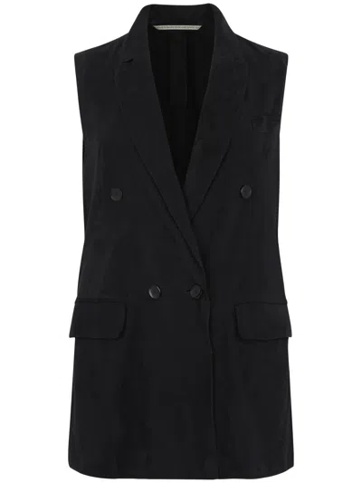 The Jack And Jackie Leathers Tailored Double-breasted Jacket With Notched Lapels In Blue