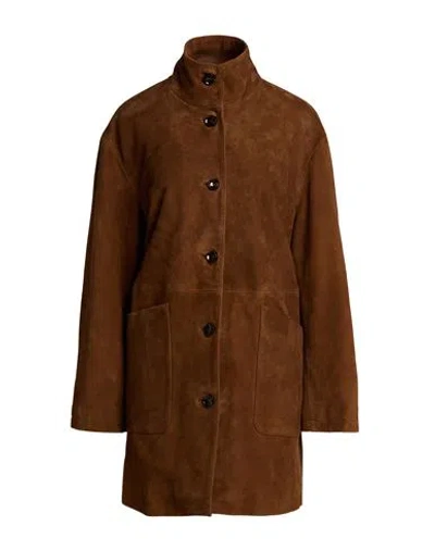 The Jack And Jackie Leathers Woman Coat Tan Size 8 Leather In Brown