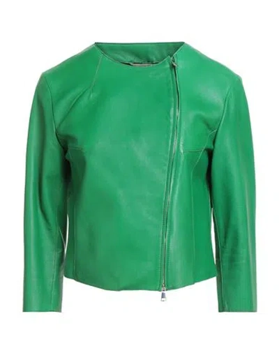 The Jack And Jackie Leathers Woman Jacket Green Size 12 Leather