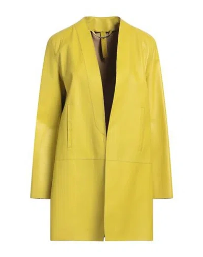 The Jack And Jackie Leathers Woman Overcoat & Trench Coat Yellow Size 6 Leather
