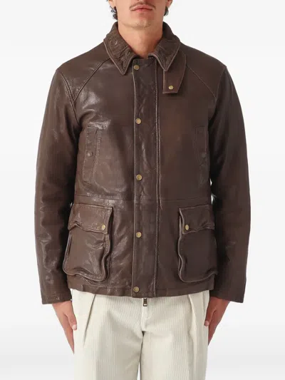 The Jack Leathers Balmoral Leather Panelled Jacket In Brown