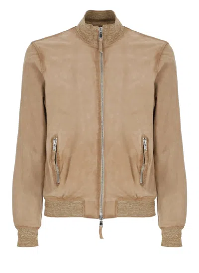 THE JACK LEATHERS THE JACK LEATHERS BEIGE QUENTIN LEATHER JACKET