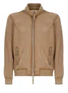 The Jack Leathers Beige Quentin Perfo Leather Jacket In Brown