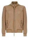 The Jack Leathers Beige Quentin Perfo Leather Jacket In Brown