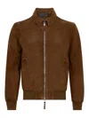 The Jack Leathers Brown Suede Jacket With Zip In Brown