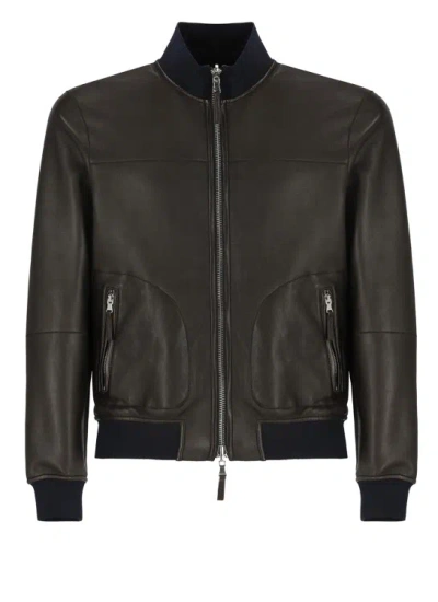 The Jack Leathers Jackets Brown In Black