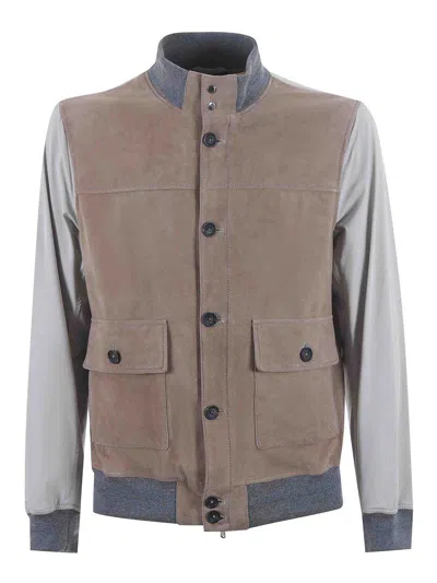 The Jack Leathers Leather Jacket In Beige