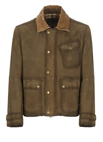 The Jack Leathers Green Cesare Leather Jacket In Brown