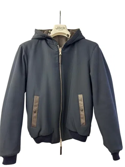 The Jack Leathers Hooded Jacket With Front Zipper In Gray