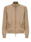 The Jack Leathers Beige Quentin Perfo Leather Jacket In Brown