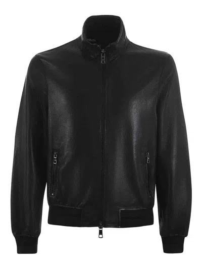 The Jack Leathers Leather Jacket In Black