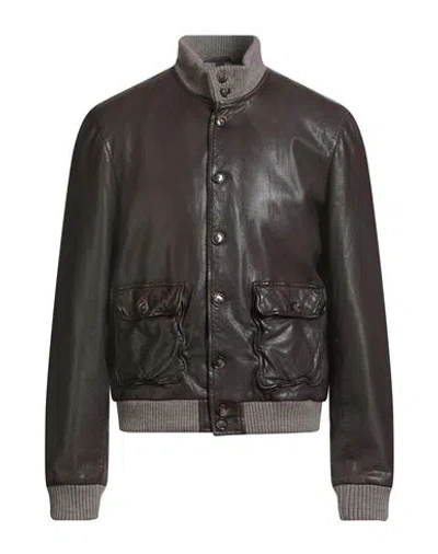 The Jack Leathers Man Jacket Chocolate Brown Size 42 Leather
