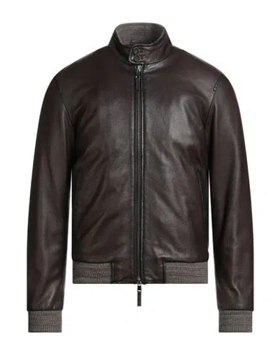 The Jack Leathers Man Jacket Dark Brown Size 40 Leather
