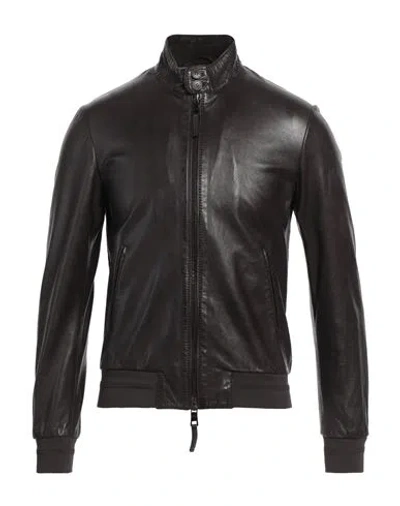 The Jack Leathers Man Jacket Dark Brown Size 44 Leather