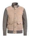 The Jack Leathers Man Jacket Khaki Size 42 Leather, Acrylic
