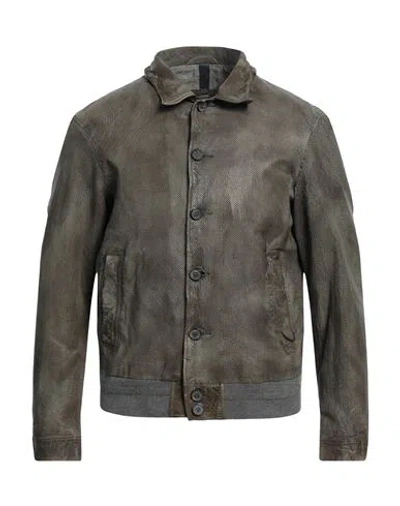 The Jack Leathers Man Jacket Military Green Size 40 Leather, Textile Fibers