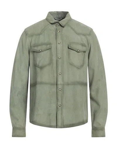 The Jack Leathers Man Shirt Light Green Size 40 Leather