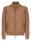 The Jack Leathers Perforated Suede Jacket In Brown