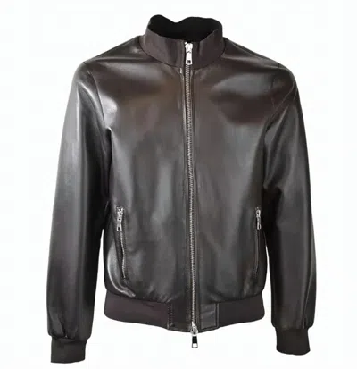 The Jack Leathers Reversible Brown Leather Jacket In Gray
