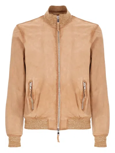 THE JACK LEATHERS RIBBED-TRIM LEATHER JACKET