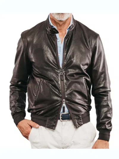 The Jack Leathers Smooth Leather Casual Jacket In Gray