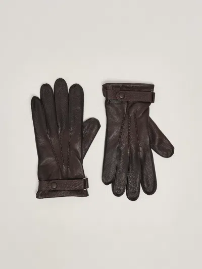 The Jackie Leather Guanti Gloves In Marrone