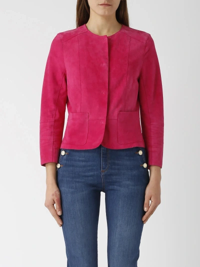 The Jackie Leather Jamaica Leather Jacket In Magenta