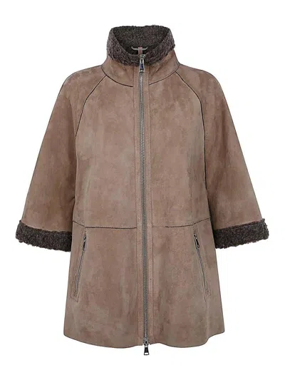 The Jackie Leathers Antoinette Cape In Brown