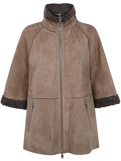 The Jackie Leathers Suede Zip-up Jacket In Brown