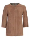 The Jackie Leathers Brown Bomber Jacket In Brown