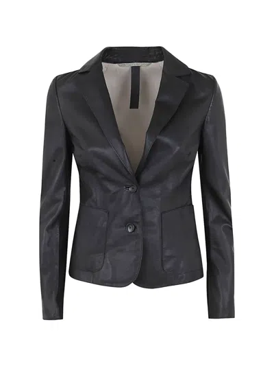 The Jackie Leathers Buttoned Blazer In Black