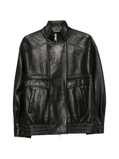 The Jackie Leathers Droite Leather Jacket In Black
